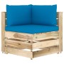 Ecksofa mit grün imprägnierten Holzkissen von vidaXL, Modulare Sofas für den Außenbereich - Ref: Foro24-3074499, Preis: 160,4...