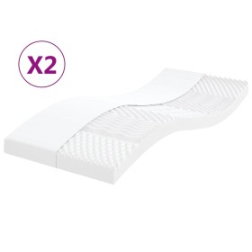 Foam mattresses 2 units 7 zones hardness 20ILD white 90x200 cm by vidaXL, Mattresses - Ref: Foro24-356363, Price: 153,99 €, D...