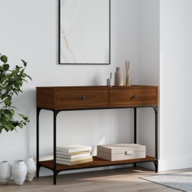 Oak brown engineered wood console table 100x34.5x75 cm by vidaXL, Side tables - Ref: Foro24-833397, Price: 83,01 €, Discount: %