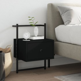 Black engineered wood wall bedside table 35x30x51 cm by vidaXL, Nightstands - Ref: Foro24-833443, Price: 35,01 €, Discount: %