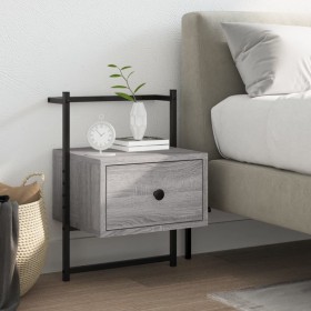 Gray Sonoma wall-mounted bedside table 35x30x51 cm by vidaXL, Nightstands - Ref: Foro24-833449, Price: 49,99 €, Discount: %