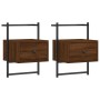 Wall bedside tables 2 units oak brown 35x30x51 cm by vidaXL, Nightstands - Ref: Foro24-833452, Price: 47,02 €, Discount: %