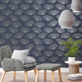 DUTCH WALLCOVERINGS Navy and Gray Fleur Wallpaper by DUTCH WALLCOVERINGS, Painted paper - Ref: Foro24-437424, Price: 24,99 €,...