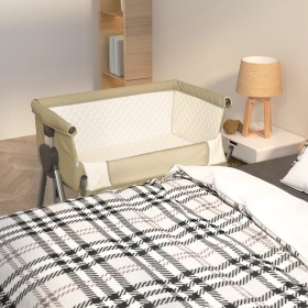 Crib with taupe gray linen fabric mattress by vidaXL, Cribs and beds for children - Ref: Foro24-10291, Price: 152,99 €, Disco...