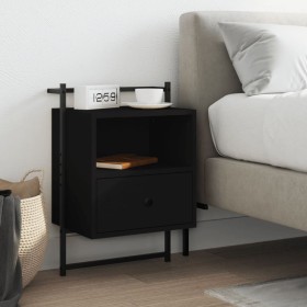 Black engineered wood wall bedside table 40x30x61 cm by vidaXL, Nightstands - Ref: Foro24-833433, Price: 42,48 €, Discount: %