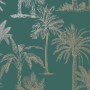 DUTCH WALLCOVERINGS Teal and Silver Tropical Tree Wallpaper by DUTCH WALLCOVERINGS, Painted paper - Ref: Foro24-437419, Price...