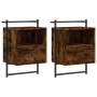 Wall bedside tables 2 units smoked oak 40x30x61 cm by vidaXL, Nightstands - Ref: Foro24-833438, Price: 48,47 €, Discount: %