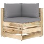 Ecksofa mit grün imprägnierten Holzkissen von vidaXL, Modulare Sofas für den Außenbereich - Ref: Foro24-3074496, Preis: 160,9...