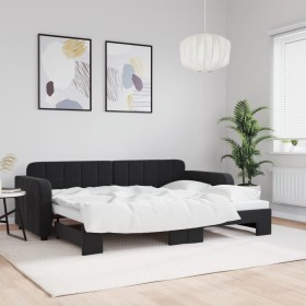 Sofá cama nido terciopelo negro 80x200 cm de vidaXL, Camas y somieres - Ref: Foro24-3196926, Precio: 300,99 €, Descuento: %