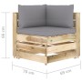 Ecksofa mit grün imprägnierten Holzkissen von vidaXL, Modulare Sofas für den Außenbereich - Ref: Foro24-3074496, Preis: 160,9...