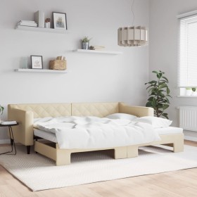 Sofá cama nido tela crema 90x200 cm de vidaXL, Camas y somieres - Ref: Foro24-3197430, Precio: 272,99 €, Descuento: %