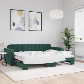 Dark green velvet trundle sofa bed 80x200 cm by vidaXL, Beds and slatted bases - Ref: Foro24-3196924, Price: 283,03 €, Discou...