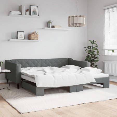 Trundle sofa bed dark gray fabric 100x200 cm by vidaXL, Beds and slatted bases - Ref: Foro24-3197432, Price: 282,79 €, Discou...