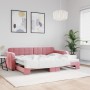 Pink velvet trundle sofa bed 80x200 cm by vidaXL, Beds and slatted bases - Ref: Foro24-3196925, Price: 278,18 €, Discount: %