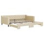 Trundle sofa bed cream fabric 100x200 cm by vidaXL, Beds and slatted bases - Ref: Foro24-3197435, Price: 282,79 €, Discount: %