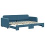 Blue velvet trundle sofa bed 80x200 cm by vidaXL, Beds and slatted bases - Ref: Foro24-3196921, Price: 305,99 €, Discount: %