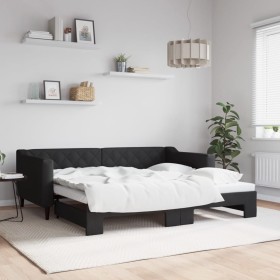 Trundle sofa bed black fabric 90x190 cm by vidaXL, Beds and slatted bases - Ref: Foro24-3197438, Price: 265,97 €, Discount: %