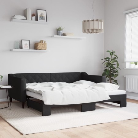 Trundle sofa bed black fabric 90x190 cm by vidaXL, Beds and slatted bases - Ref: Foro24-3197438, Price: 295,99 €, Discount: %