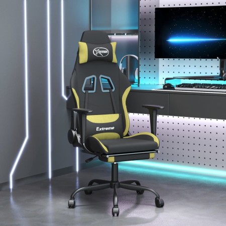 Gaming chair with footrest in light green and black fabric by vidaXL, Gaming chairs - Ref: Foro24-3143728, Price: 130,62 €, D...