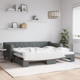 Trundle sofa bed dark gray fabric 90x200 cm by vidaXL, Beds and slatted bases - Ref: Foro24-3197427, Price: 282,58 €, Discoun...