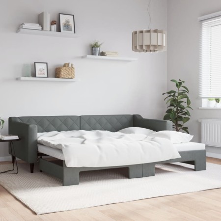 Trundle sofa bed dark gray fabric 90x200 cm by vidaXL, Beds and slatted bases - Ref: Foro24-3197427, Price: 300,75 €, Discoun...