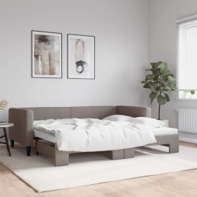 Trundle sofa bed taupe gray fabric 90x200 cm by vidaXL, Beds and slatted bases - Ref: Foro24-3196581, Price: 270,99 €, Discou...