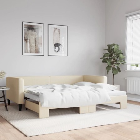 Sofá cama nido tela crema 90x200 cm de vidaXL, Camas y somieres - Ref: Foro24-3196582, Precio: 270,59 €, Descuento: %