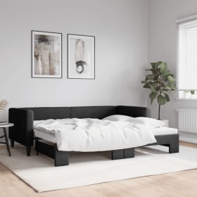 Black fabric trundle sofa bed 90x200 cm by vidaXL, Beds and slatted bases - Ref: Foro24-3196580, Price: 292,53 €, Discount: %