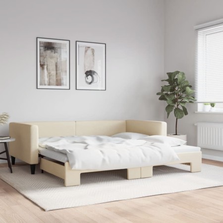 Sofá cama nido tela crema 100x200 cm de vidaXL, Camas y somieres - Ref: Foro24-3196587, Precio: 309,42 €, Descuento: %