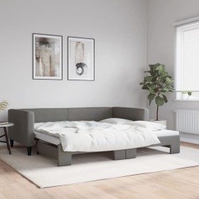 Trundle sofa bed dark gray fabric 100x200 cm by vidaXL, Beds and slatted bases - Ref: Foro24-3196584, Price: 310,99 €, Discou...