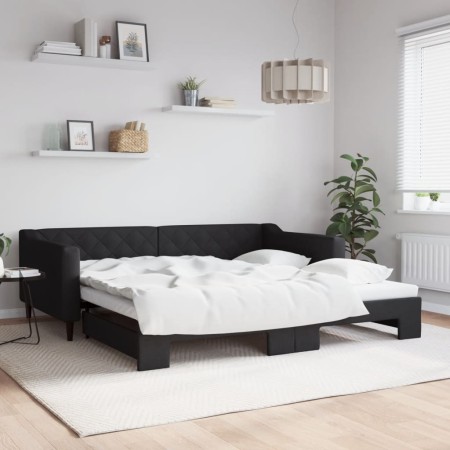 Trundle sofa bed black fabric 100x200 cm by vidaXL, Beds and slatted bases - Ref: Foro24-3197433, Price: 312,99 €, Discount: %