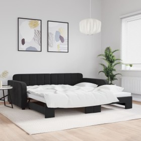 Sofá cama nido terciopelo negro 100x200 cm de vidaXL, Camas y somieres - Ref: Foro24-3196940, Precio: 328,99 €, Descuento: %