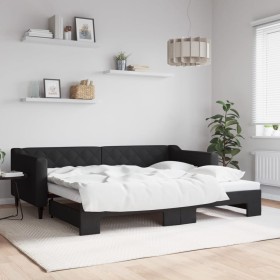 Black fabric trundle sofa bed 90x200 cm by vidaXL, Beds and slatted bases - Ref: Foro24-3197428, Price: 309,52 €, Discount: %