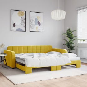 Sofá cama nido terciopelo amarillo 90x200 cm de vidaXL, Camas y somieres - Ref: Foro24-3196934, Precio: 319,99 €, Descuento: %