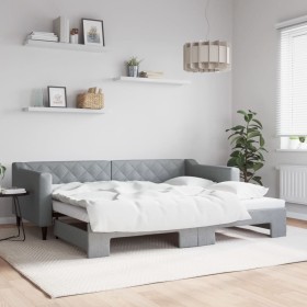 Trundle sofa bed light gray fabric 90x200 cm by vidaXL, Beds and slatted bases - Ref: Foro24-3197426, Price: 282,58 €, Discou...