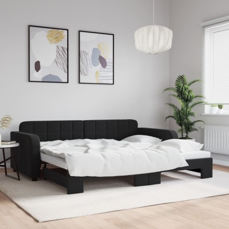 Black velvet trundle sofa bed 90x200 cm by vidaXL, Beds and slatted bases - Ref: Foro24-3196933, Price: 303,87 €, Discount: %