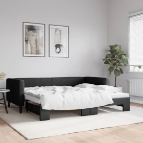 Sofá cama nido tela negro 90x190 cm de vidaXL, Camas y somieres - Ref: Foro24-3196590, Precio: 291,99 €, Descuento: %