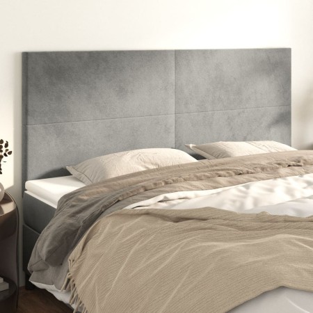 Cabeceros 4 unidades de terciopelo gris claro 100x5x78/88 cm de vidaXL, Cabeceros y pies de cama - Ref: Foro24-3116118, Preci...