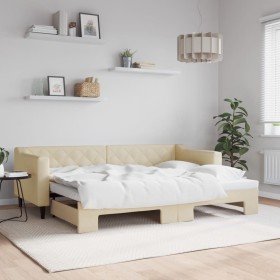 Trundle sofa bed cream fabric 80x200 cm by vidaXL, Beds and slatted bases - Ref: Foro24-3197425, Price: 296,99 €, Discount: %