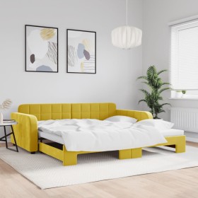 Sofá cama nido terciopelo amarillo 100x200 cm de vidaXL, Camas y somieres - Ref: Foro24-3196941, Precio: 310,99 €, Descuento: %