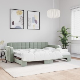 Light gray velvet trundle sofa bed 80x200 cm by vidaXL, Beds and slatted bases - Ref: Foro24-3196922, Price: 270,50 €, Discou...