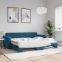 Blue velvet trundle sofa bed 90x200 cm by vidaXL, Beds and slatted bases - Ref: Foro24-3196928, Price: 273,99 €, Discount: %