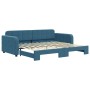 Blue velvet trundle sofa bed 90x200 cm by vidaXL, Beds and slatted bases - Ref: Foro24-3196928, Price: 320,99 €, Discount: %