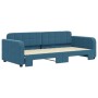 Blue velvet trundle sofa bed 90x200 cm by vidaXL, Beds and slatted bases - Ref: Foro24-3196928, Price: 320,99 €, Discount: %