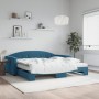 Trundle sofa bed with blue velvet mattress 100x200 cm by vidaXL, Beds and slatted bases - Ref: Foro24-3197331, Price: 461,74 ...