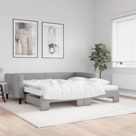 Trundle sofa bed with light gray fabric mattress 100x200 cm by vidaXL, Beds and slatted bases - Ref: Foro24-3196601, Price: 5...