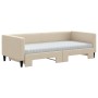 Trundle sofa bed with cream fabric mattress 90x200 cm by vidaXL, Beds and slatted bases - Ref: Foro24-3196600, Price: 546,99 ...