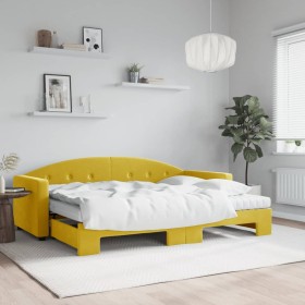 Sofá cama nido con cajones terciopelo amarillo 80x200 cm de vidaXL, Camas y somieres - Ref: Foro24-3197323, Precio: 447,99 €,...