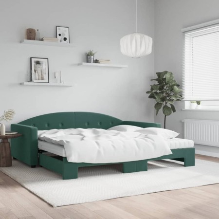 Trundle sofa bed with dark green velvet mattress 100x200 cm by vidaXL, Beds and slatted bases - Ref: Foro24-3197334, Price: 4...