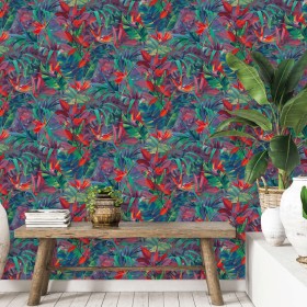 DUTCH WALLCOVERINGS Grüne Paradiesblumentapete von DUTCH WALLCOVERINGS, Bemaltes Papier - Ref: Foro24-437433, Preis: 31,99 €,...